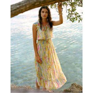 Anthro Watercolor Smocked Maxi Dress